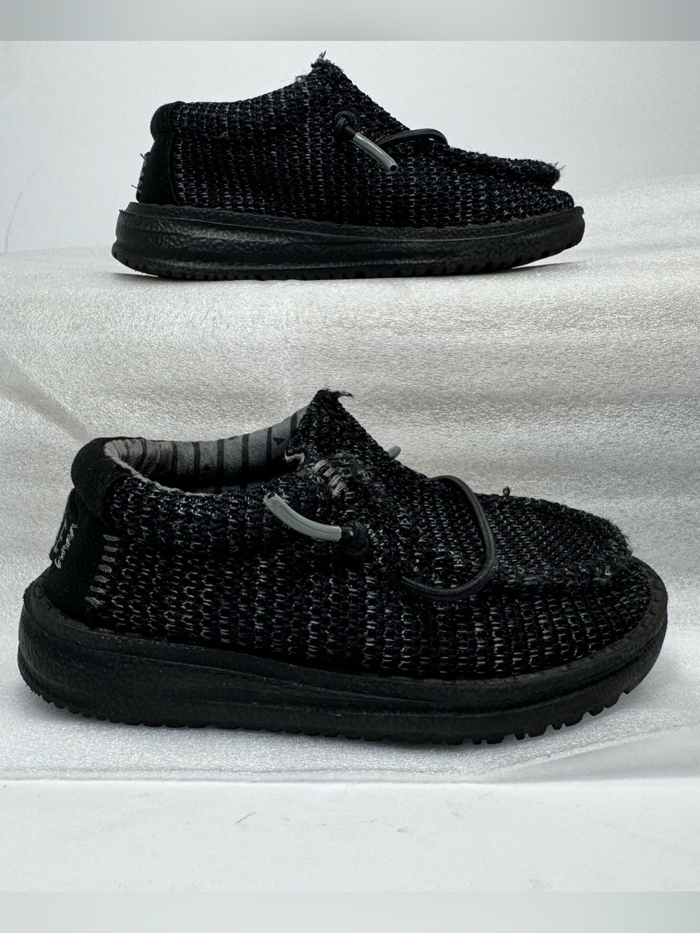 Hey Dude Kids toddlers size 6c Wally T stretch socks Black Knit Slip-On Sneakers